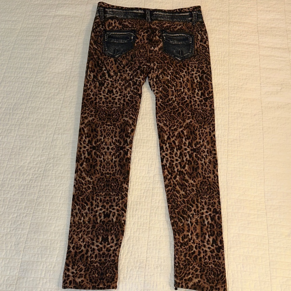 Y2K Denim Look Leggings Leopard Print Vintage One Size NWOT - Picture 5 of 8